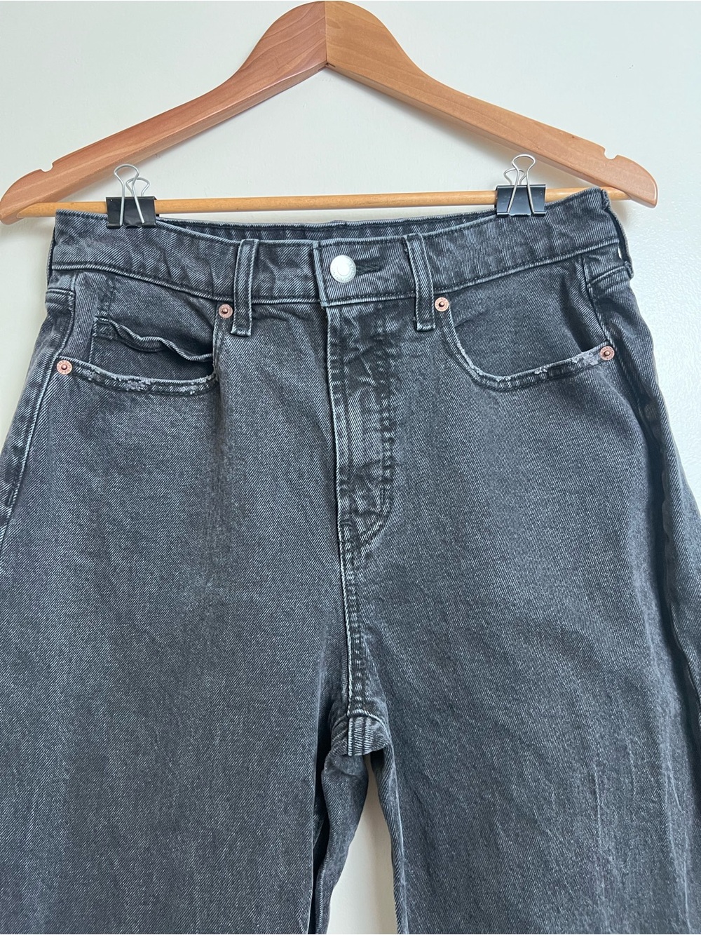 Old Navy Extra High Rise Curvy Sky-Hi Wide Leg Black Jeans Size 8 - Picture 2 of 6